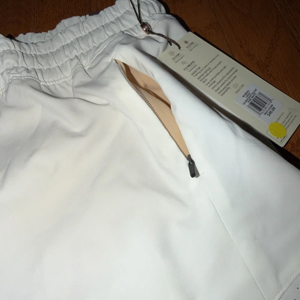 CALIA‎ Infinity Run Golf Tennis Shorts Large White Mid Rise Zipper Pocket Lined